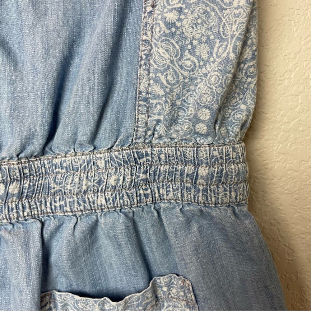 Life In Progress Chambray Button Down Romper W/Fl… - image 2